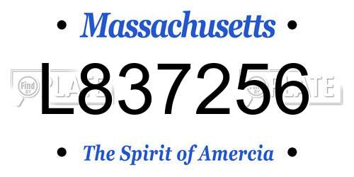 L837256 Massachusetts License Plate