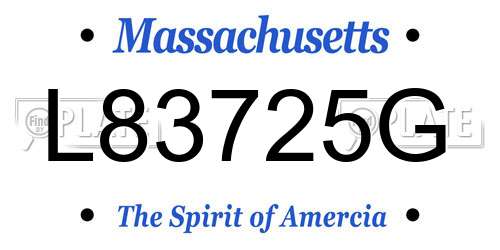 L83725G Massachusetts License Plate
