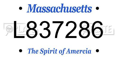 L837286 Massachusetts License Plate