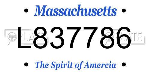 L837786 Massachusetts License Plate