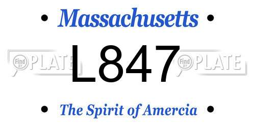 L847 Massachusetts License Plate
