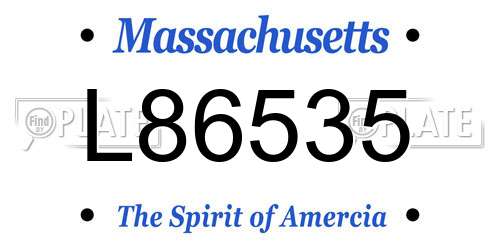 L86535 Massachusetts License Plate
