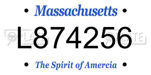 L874256 Massachusetts License Plate