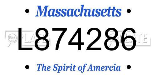 L874286 Massachusetts License Plate