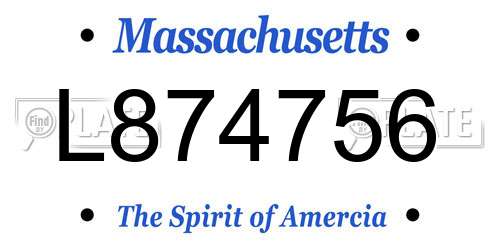 L874756 Massachusetts License Plate