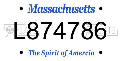 L874786 Massachusetts License Plate