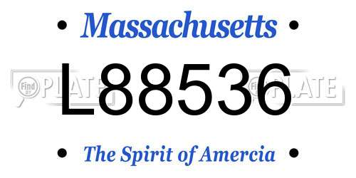 L88536 Massachusetts License Plate