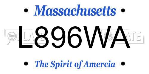 L896WA Massachusetts License Plate