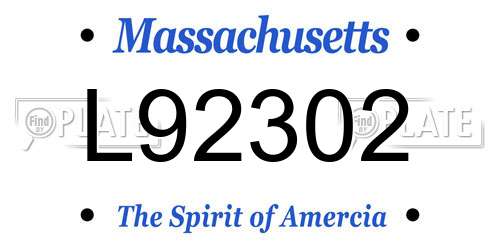 L92302 Massachusetts License Plate