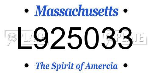 L925033 Massachusetts License Plate