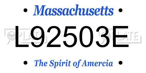 L92503E Massachusetts License Plate