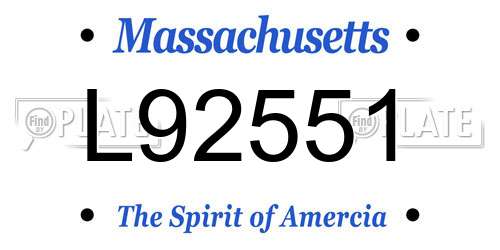 L92551 Massachusetts License Plate