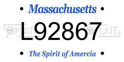 L92867 Massachusetts License Plate
