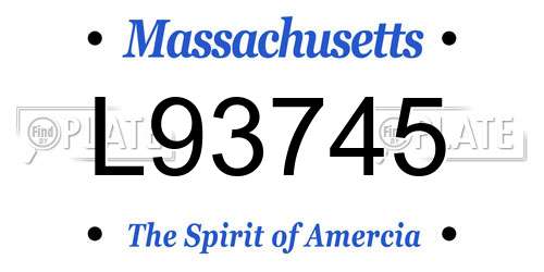 L93745 Massachusetts License Plate
