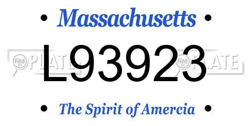 L93923 Massachusetts License Plate