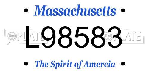 L98583 Massachusetts License Plate