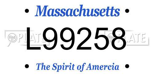 L99258 Massachusetts License Plate