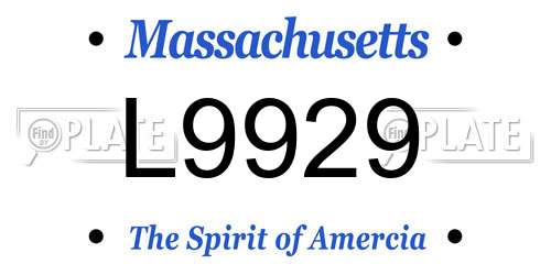 L9929 Massachusetts License Plate