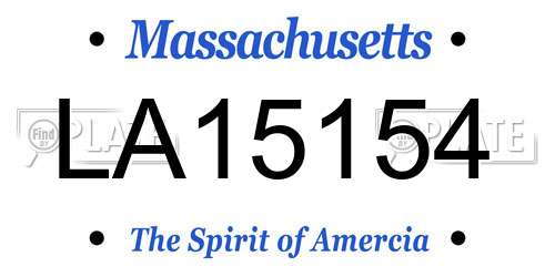 LA15154 Massachusetts License Plate