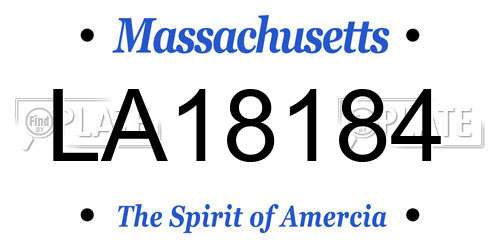 LA18184 Massachusetts License Plate
