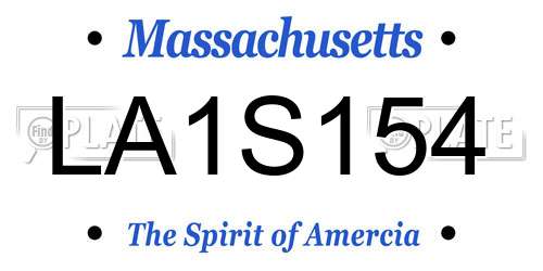 LA1S154 Massachusetts License Plate