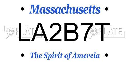 LA2B7T Massachusetts License Plate