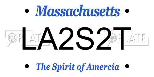 LA2S2T Massachusetts License Plate