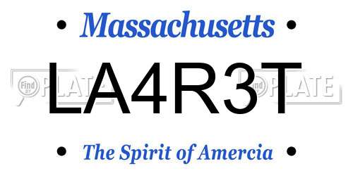 LA4R3T Massachusetts License Plate