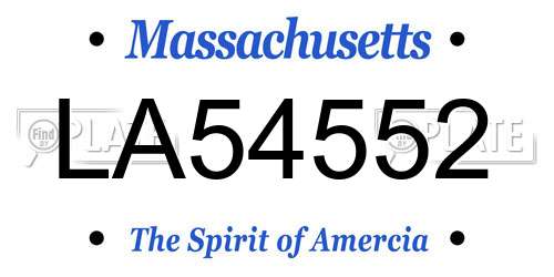 LA54552 Massachusetts License Plate