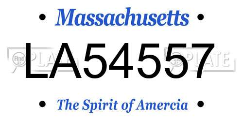 LA54557 Massachusetts License Plate
