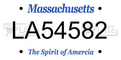 LA54582 Massachusetts License Plate
