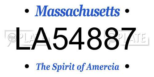 LA54887 Massachusetts License Plate