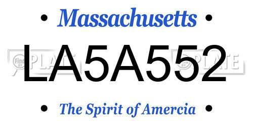 LA5A552 Massachusetts License Plate