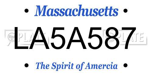 LA5A587 Massachusetts License Plate