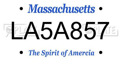 LA5A857 Massachusetts License Plate