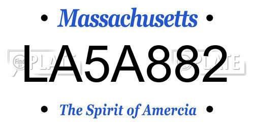 LA5A882 Massachusetts License Plate