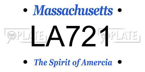 LA721 Massachusetts License Plate