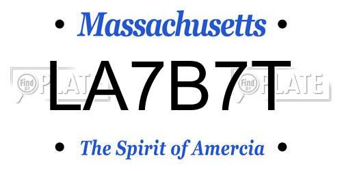 LA7B7T Massachusetts License Plate