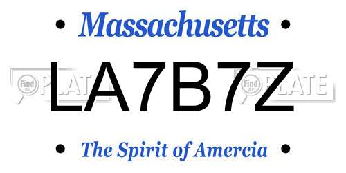 LA7B7Z Massachusetts License Plate