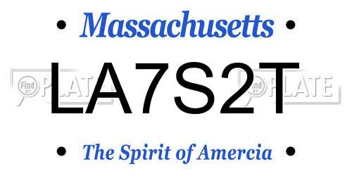 LA7S2T Massachusetts License Plate