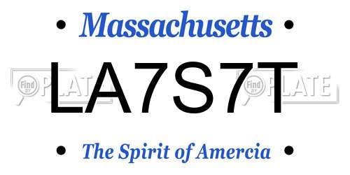 LA7S7T Massachusetts License Plate