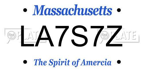 LA7S7Z Massachusetts License Plate