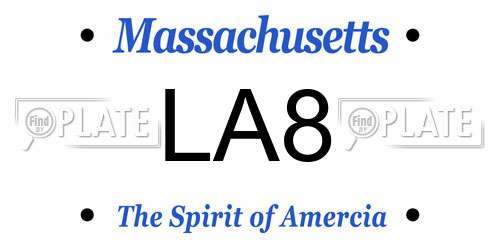 LA8 Massachusetts License Plate