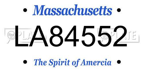 LA84552 Massachusetts License Plate