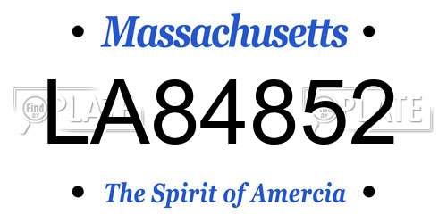 LA84852 Massachusetts License Plate