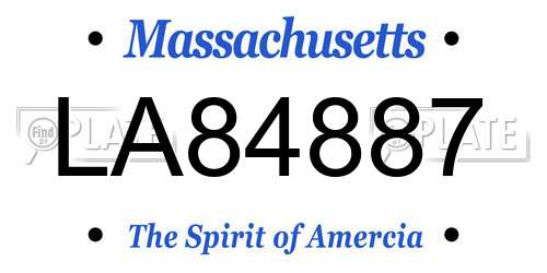 LA84887 Massachusetts License Plate