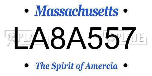 LA8A557 Massachusetts License Plate
