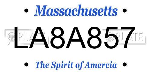 LA8A857 Massachusetts License Plate