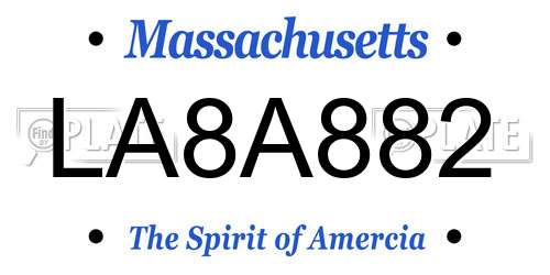 LA8A882 Massachusetts License Plate