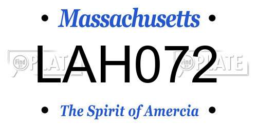 LAH072 Massachusetts License Plate